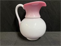 Burmese Glass Pitcher with Applied Handle 7"H