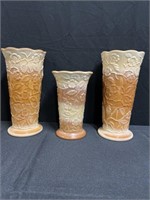 3 Fenton Chocolate Glass Vases, The Matching