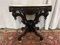 Victorian Oval Marble Top Table 30"H 34"L 25"W