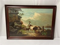 Victorian Era Oil on Canvas, Frame is 26" x 36"