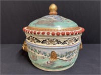 Large Oriental Covered Tureen, 13"H