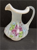 Hand Painted Fenton Pitcher 7"H