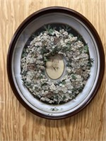 Victorian Wax Wreath Memorial in an Oval Walnut