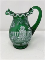 Hand Painted Fenton "Mary Gregory" Style Pitcher,