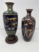 2 Cloisonne' Vases, 12" H & 13.5"H