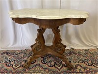 Victorian Marble Turtle Top Table 30"H Top is