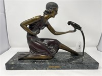 Contemporary Bronze Figure on a Marble Base,