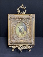 Oil on Board of a Bulldog, Frame is 11" x 13" with