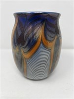 Art Glass Vase Marked Orient Flume 1973, 6 3/4"H