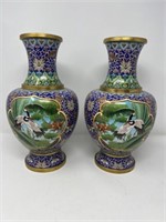 Pair of Cloisonne'  Vases 12 3/4"H