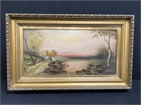 Oil Painting on Board, Landscape, Signed Henri