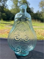 Aqua Scroll Flask, Plain, Tooled Lip, Iron Pontil
