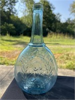 Aqua Calabash Jenny Lind Flask, Reverse Glass