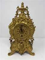 Fancy Gold Decorated Metal Mantel Clock, Ansonia