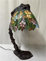 Contemporary Bronze Table Lamp with Leaded