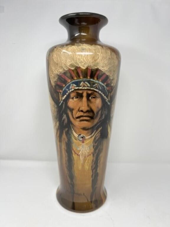 Large Art Pottery Vase Signed Rick Wisecarver 19"H
