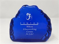Glass Fenton Dealer Sign 4.5"H 5"L