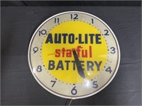 Auto-Lite Sta-Fil Battery Advertising Clock, Clock