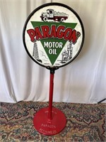 Porcelain Paragon Motor Oil Double Sided Sign with