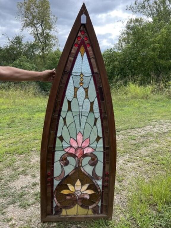 Beautiful Arched Leaded Glass Window 79"H 28"W