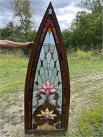 Beautiful Arched Leaded Glass Window 79"H 28"W