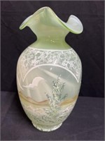Hand Painted Fenton Vase 10"H