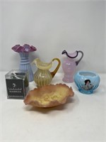 5 Piece's of Fenton and a Container of Fenton
