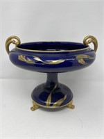 Porcelain Center Piece, Cobalt with Gold