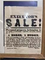 1854 Auction Sale Bill, Samuel Crites Executor