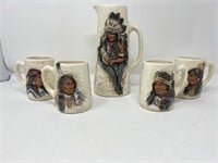 5 Piece Rick Wisecarver Tankard Set & Covered