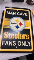 Steelers Man Cave Sign and Fur Seat Cover