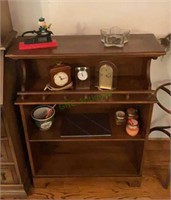 Nice three shelf wooden step back bookcase with