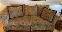 Rowe Furniture puffy sofa with paisley motif.