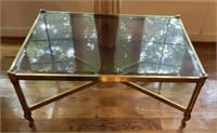 Vintage brass coffee table with beveled glass