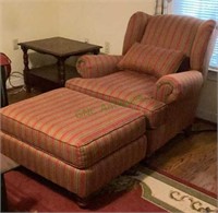 Beautiful striped chair and matching ottoman by