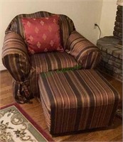 Nicely slip covered large chair and matching