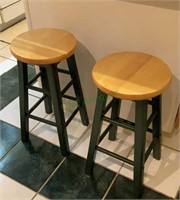One pair of 24 inch solid wood bar stools
