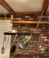 30 x 15 hanging pot rack with contents
