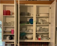 Contents of three kitchen cabinets - coffee mugs,