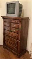 Tall solid wood dresser which matches lot #400.