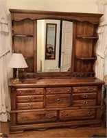 Beautiful solid wood long and tall dresser with