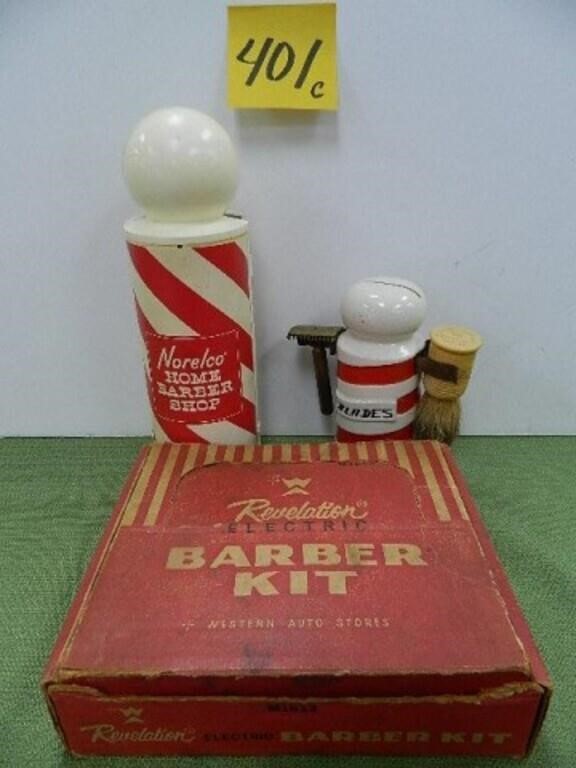 Barber Shop Electric Razor, Vintage Barber Pole -