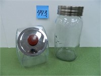 Glass Candy Jar & Large Repro. Mason Fruit Jar