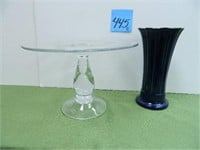 9 1/2" Fiestaware Cobalt Blue Vase & 12" Pedistal-