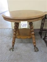 Round Oak Parlor Table w/ Heavy Claw & Ball Feet