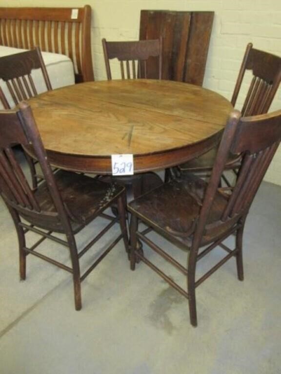 45" Round Oak Pedistal Table w/ Claw Feet,