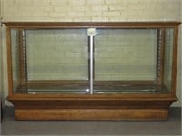 Vintage Oak Display Case w/ (2) Glass Shelves
