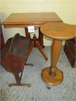 Walnut Rectangular Parlor Table, Oak Pedistal -