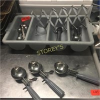 Cutlery Bin w/ Cutlery & 4 Ice Cream Scoops