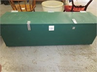 Green Painted Wood Storage Box w/ Handles